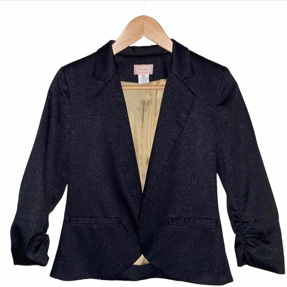 love...ady Jackets & Blazers - Sparkly 3/4 Ruched Sleeve Blazer